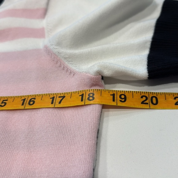 Karl Lagerfeld Paris Stripe Soft Lightweight Sweater Fabric Short Sleeve S - Picture 8 of 11